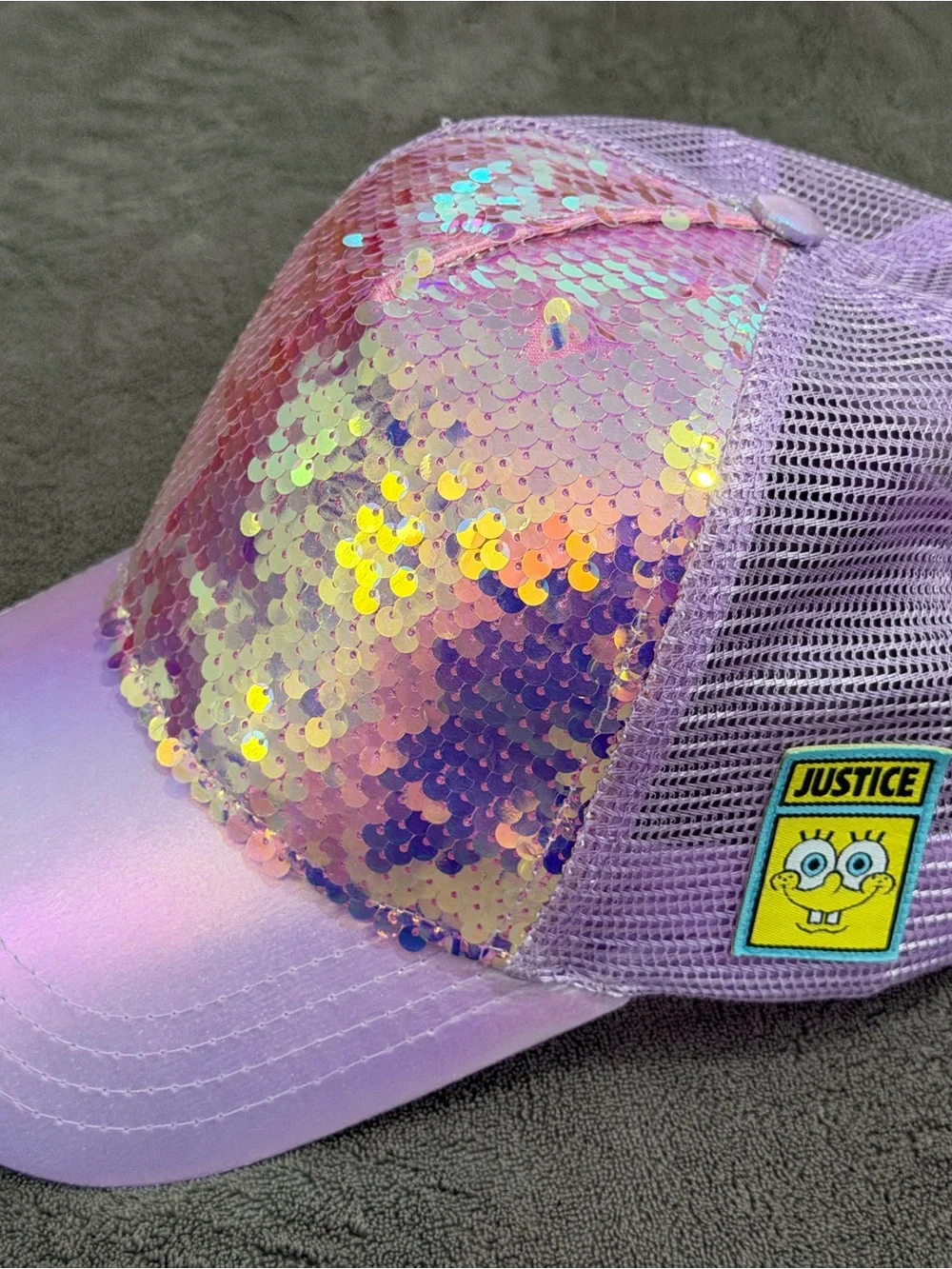 SpongeBob Squarepants Iridescent Lavender Sequin Trucker Hat